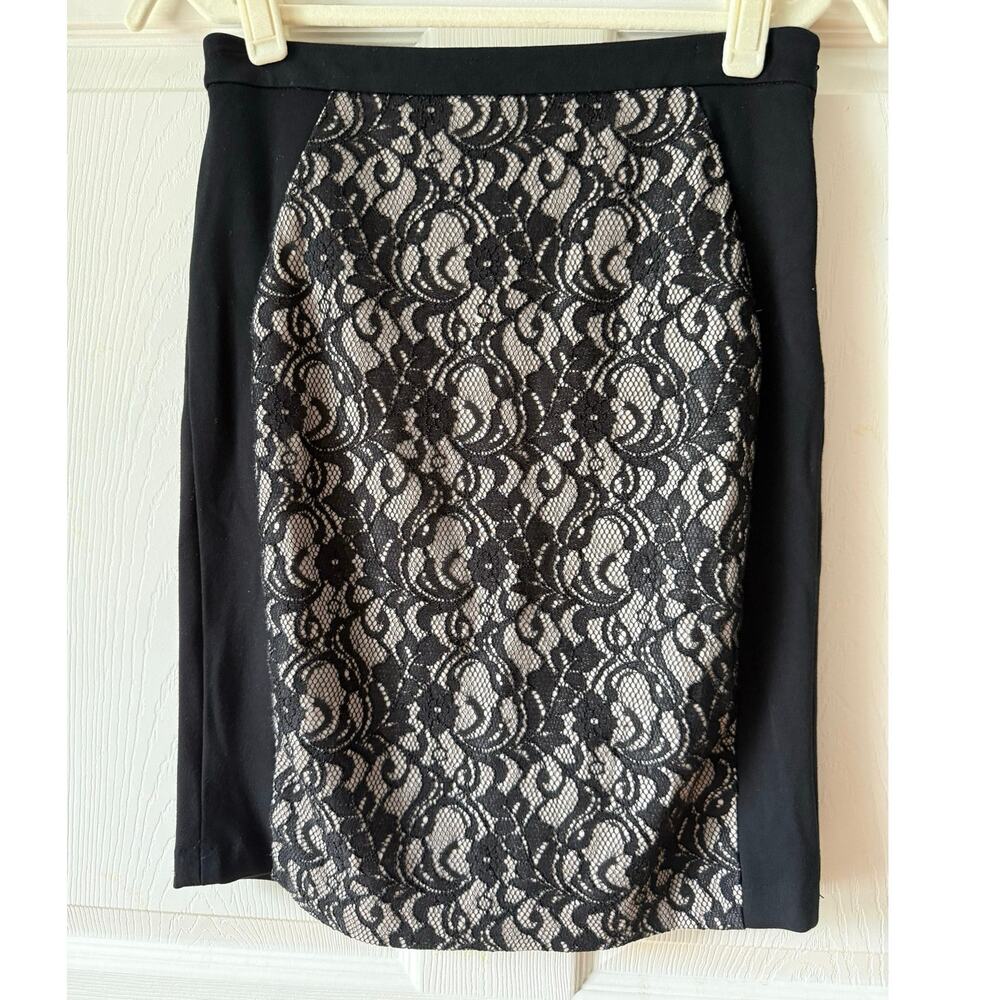 The Limited‎ Black Lace Pencil Skirt Size 0 Office Cocktail Event